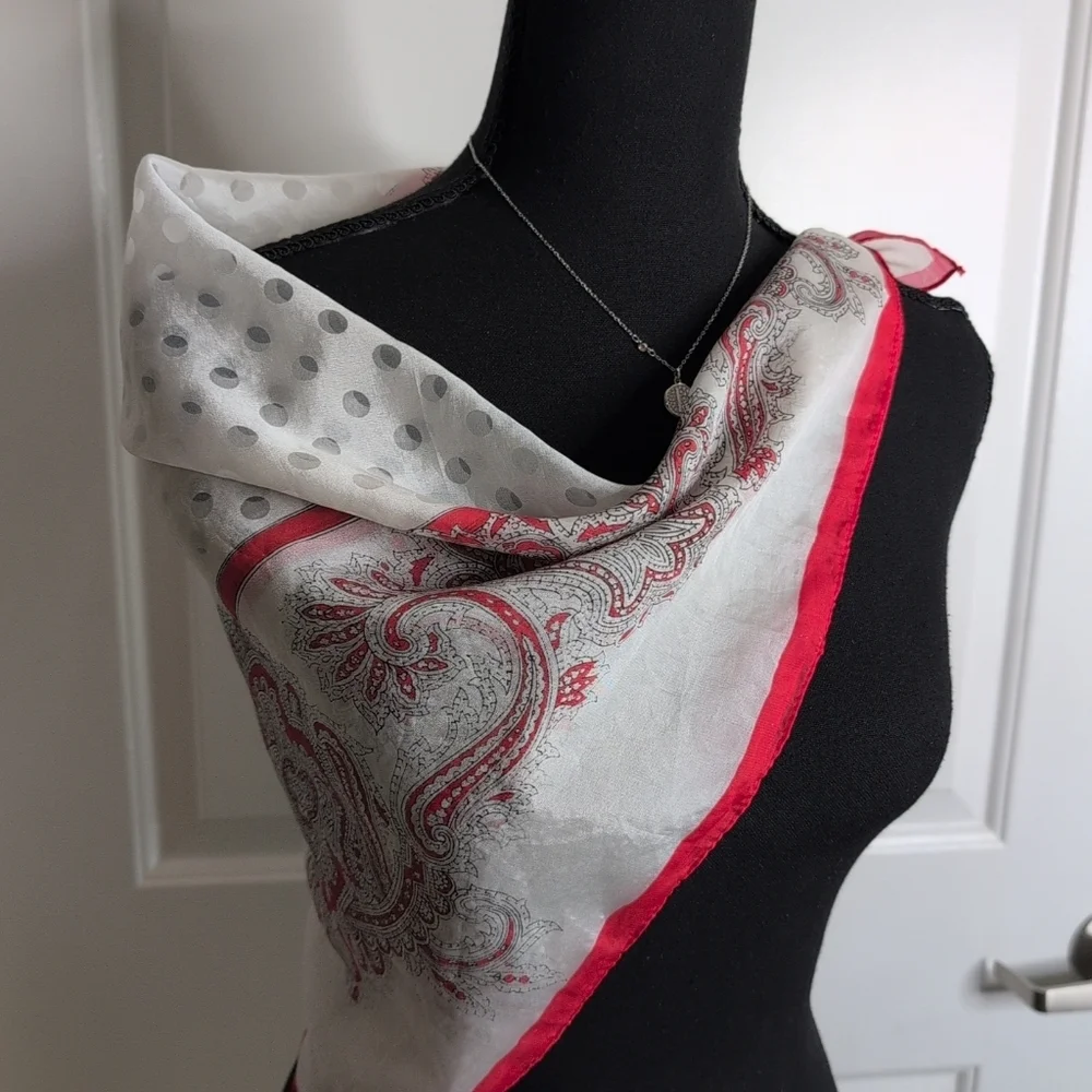 VINTAGE Scarves Lot of 4 Silk Nylon Rayon Hand Rolled Misc Prints